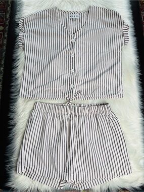 KIKIT Pink and Black Striped PJ Shorts Set
